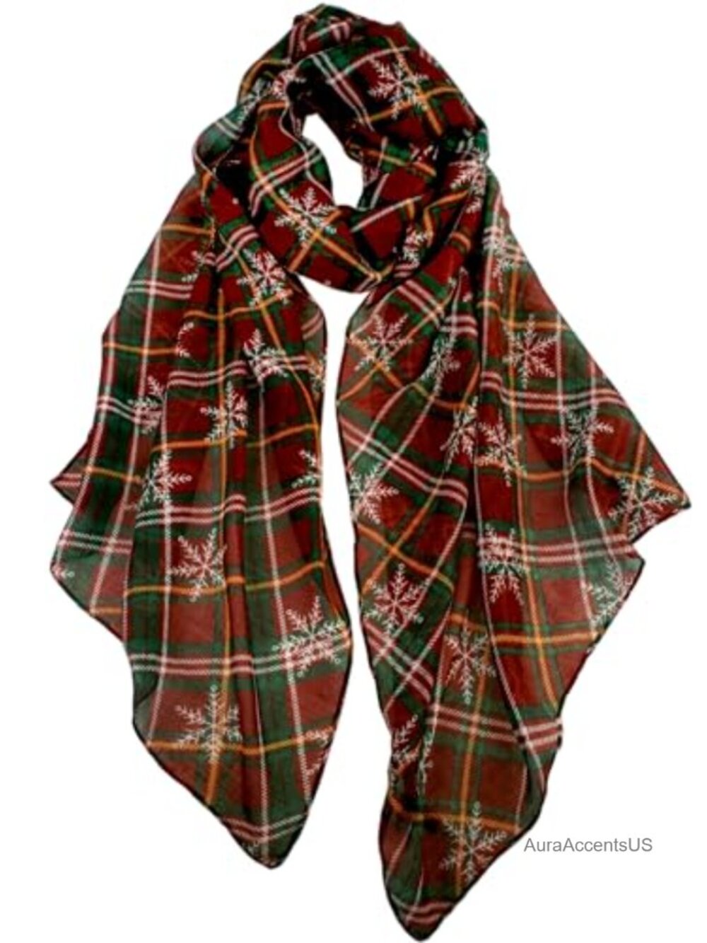 Soft Lightweight 100% Viscose Christmas Print Scarf for Women - Festive Holiday